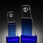 Blue Globe Flat Crystal Awards Trophies