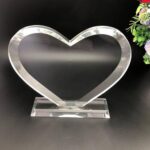Transparent Decorative Heart Shield Custom  Crystal Trophy