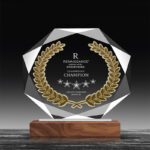 Imperial Octagon Globe Crystal Shield Award