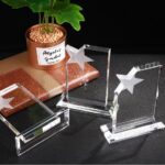 Clear Sandblasting Star Crystal Vertical Plaque