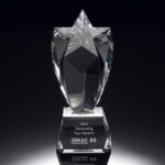 Quality K9 Etched Crystal Trophy Star