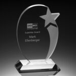 Clear Engraved Star Crystal Vertical Plaque