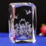 Clear Crystal Polished Flower Basket Cube