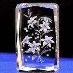 3D Crystal Flower Engraved Block