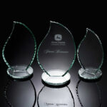Jade Glass Pearl Edge Flame Award Plaques