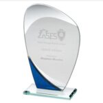 Blue Glitter & Clear Curved Glass Award