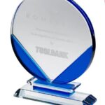2022 New Clear & Blue Round Glass Plaque Award