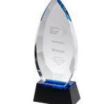 New Spearhead Crystal Glass Plaque on Blue & Black Base