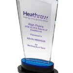 2022 Arched Top Crystal Plaque On Blue & Black Round Base