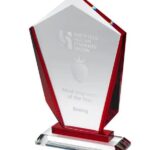New Polished Red & Clear Glass Award