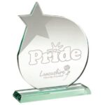 Best Sandblasting Jade Glass Circle Plaque Award With Star