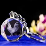 Transparent Round Beveled Crystal Key Ring