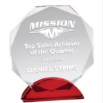 Octagon Glass Trophy Made in China
